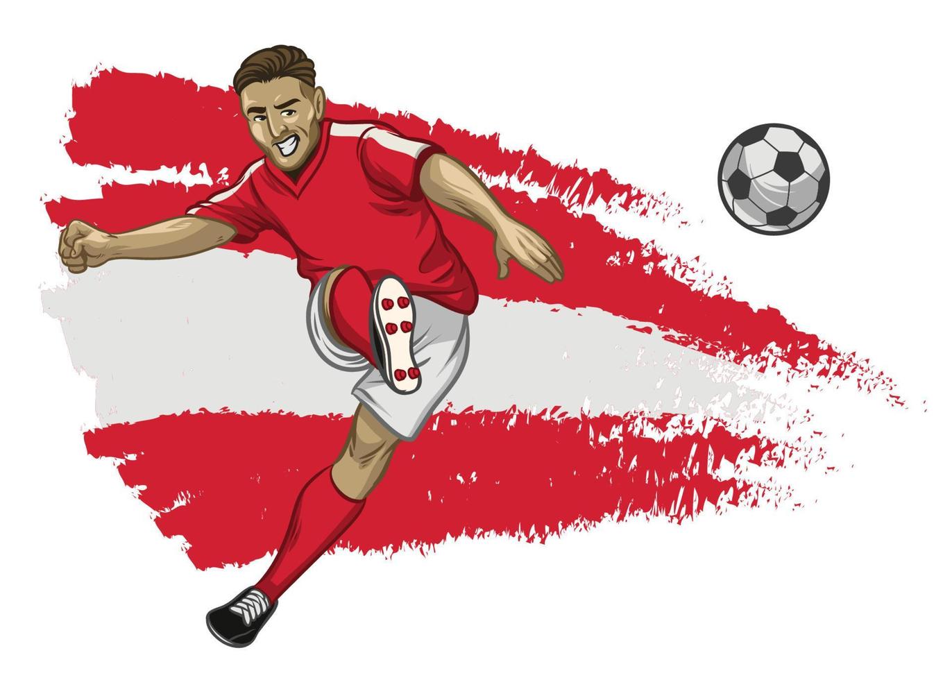 Austrian Soccer Player with flag background vector