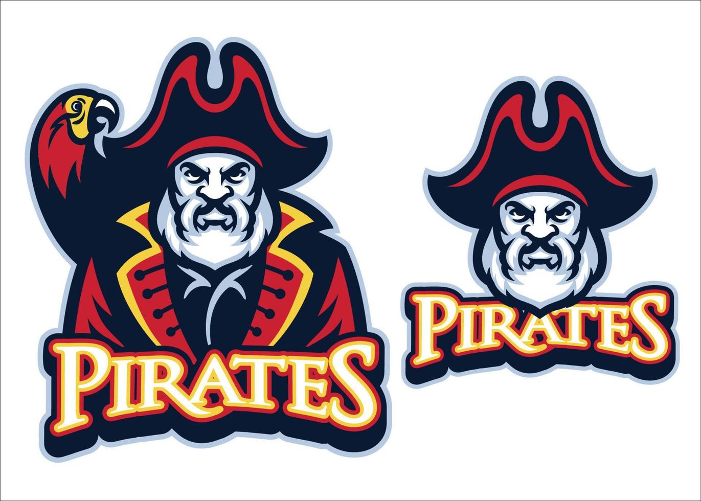 Pirate mascot with the parrot vector