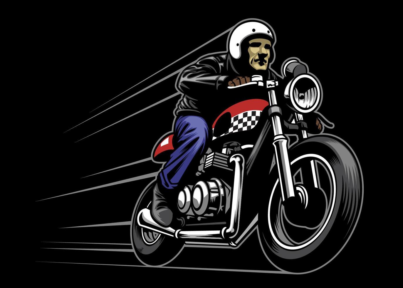 man ride a custom vintage motorcycle vector