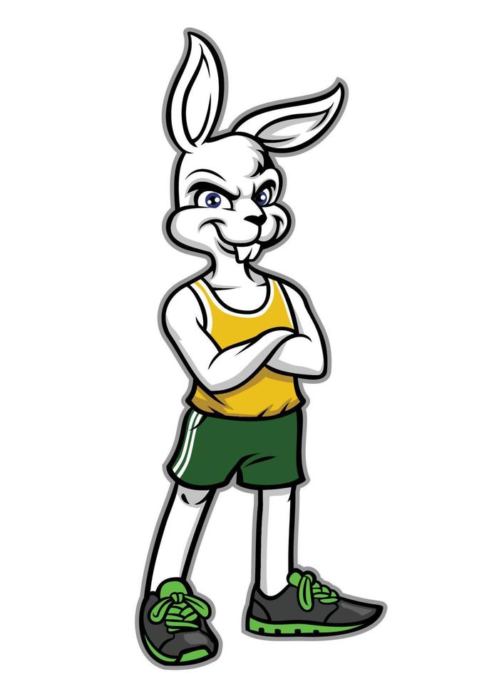 Sporty rabbit mascot wearing sport shoes vector