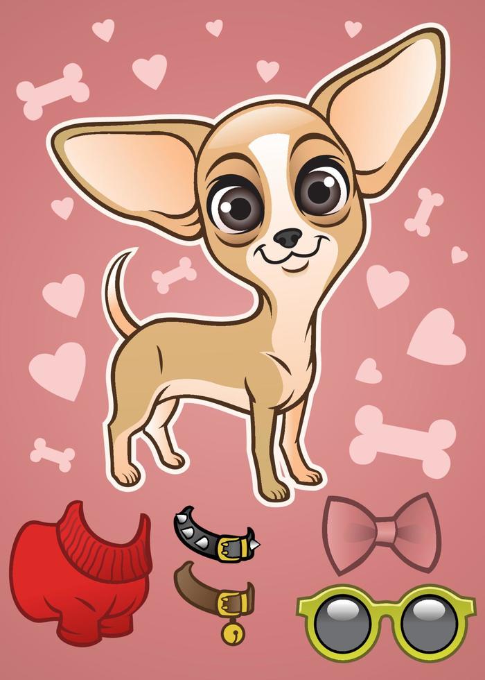 Cute Chihuahua dog with the accessories vector