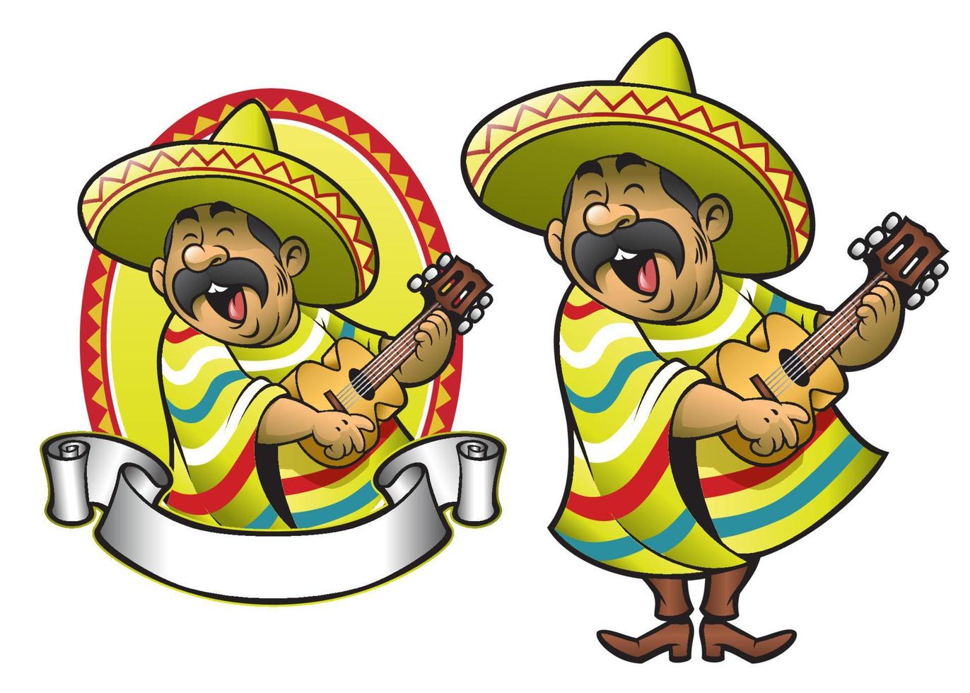 Cartoon of mexican man playing the guitar and singing vector