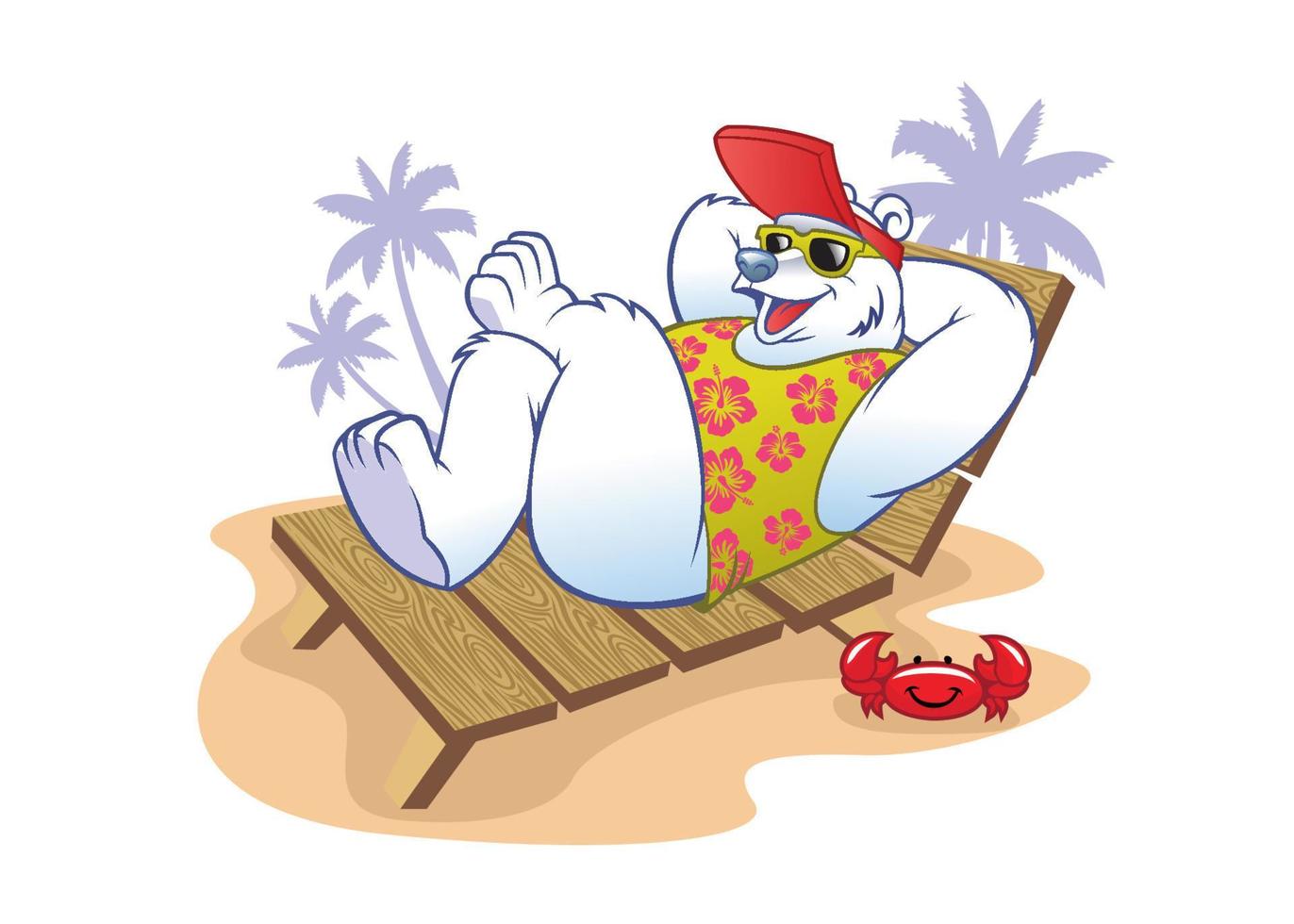 Polar bear cartoon enjoying the holiday vector