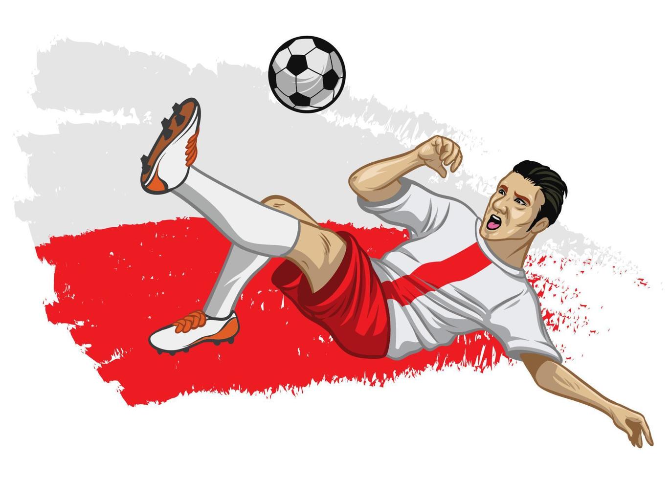 Poland soccer player with flag as a background vector