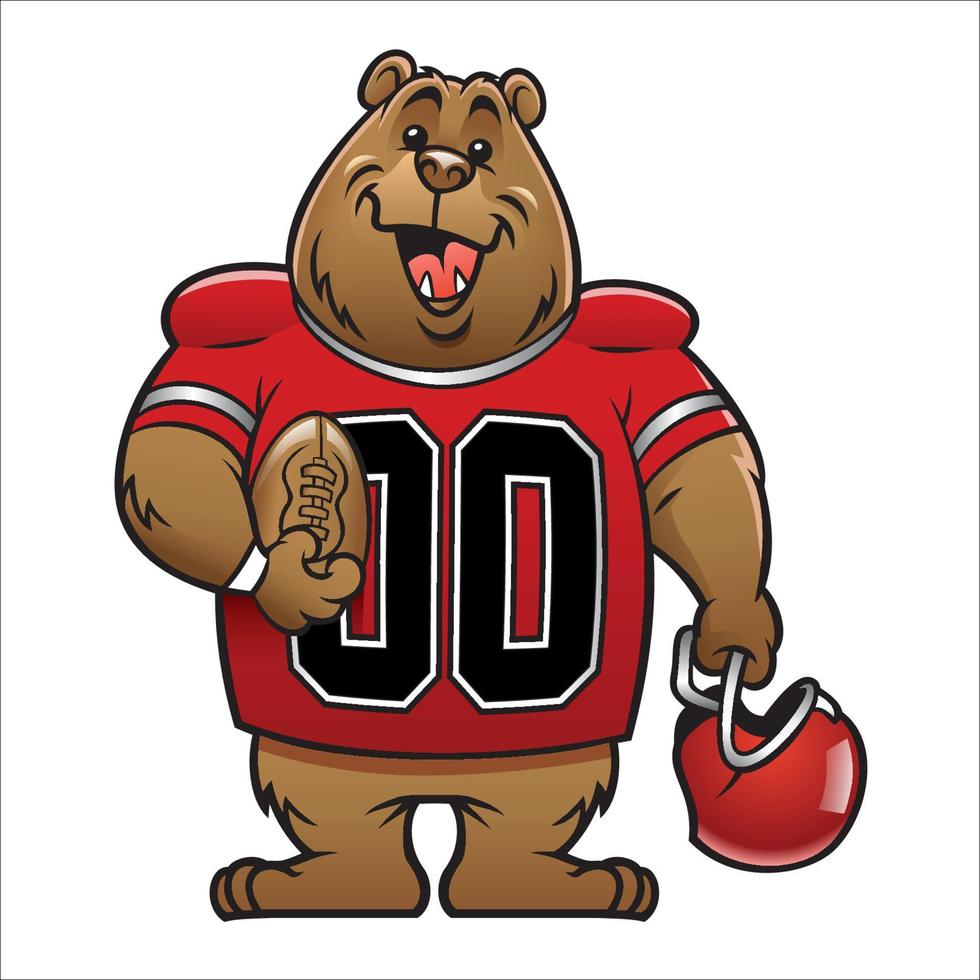 Bear cartoon football mascot vector