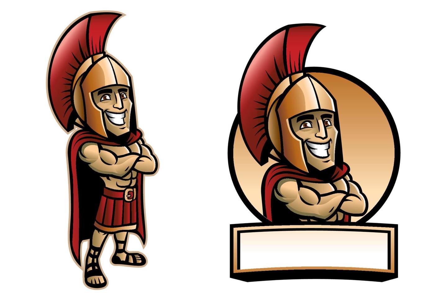 cartoon of Spartan army pose and smiling vector