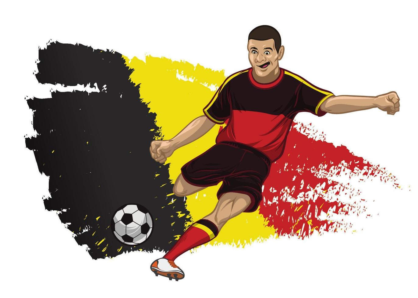 Belgium soccer player with flag as a background vector