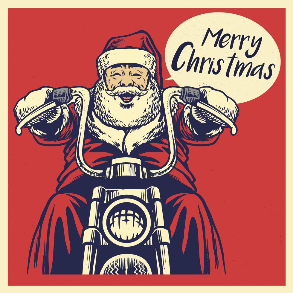Papa Noel claus paseo un motocicleta vector