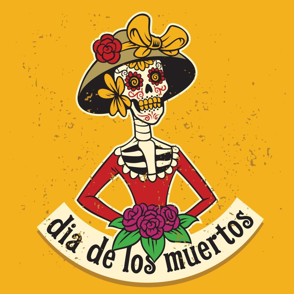 dia de los muertos skull vector
