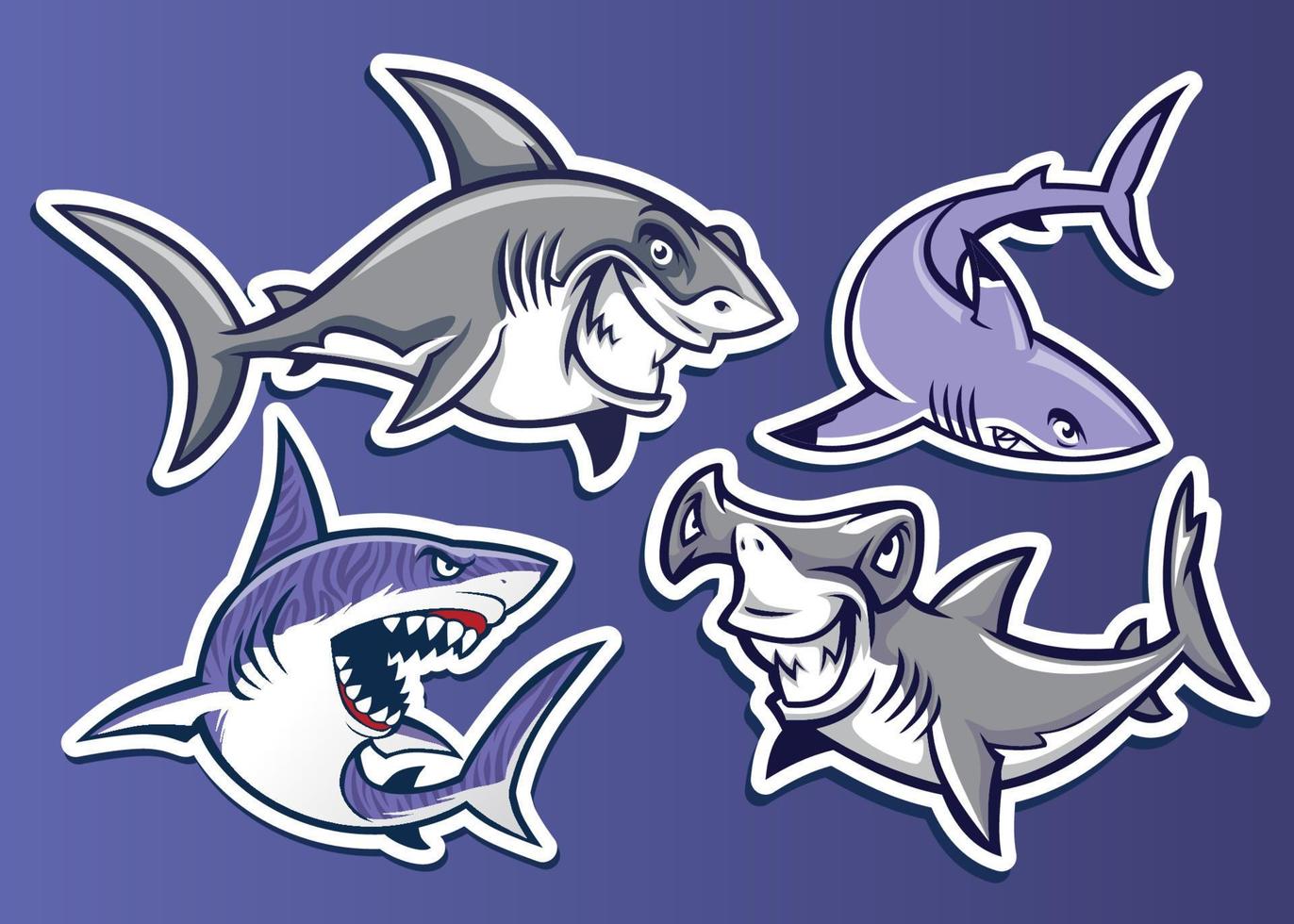 cartoon of shark collection pack vector