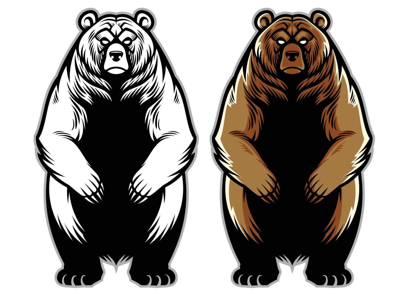 oso pardo oso conjunto en mano dibujo estilo vector