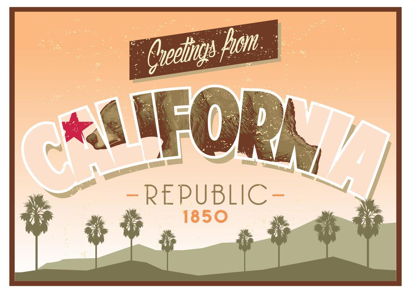 greetings from california in dirty texture vector