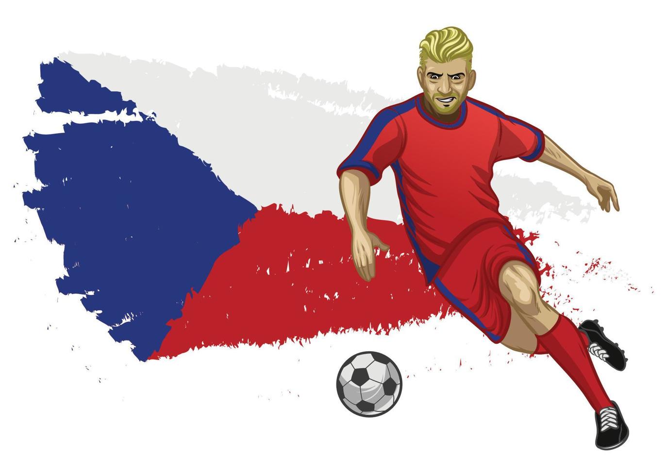 czech Republic soccer player with flag as a background vector