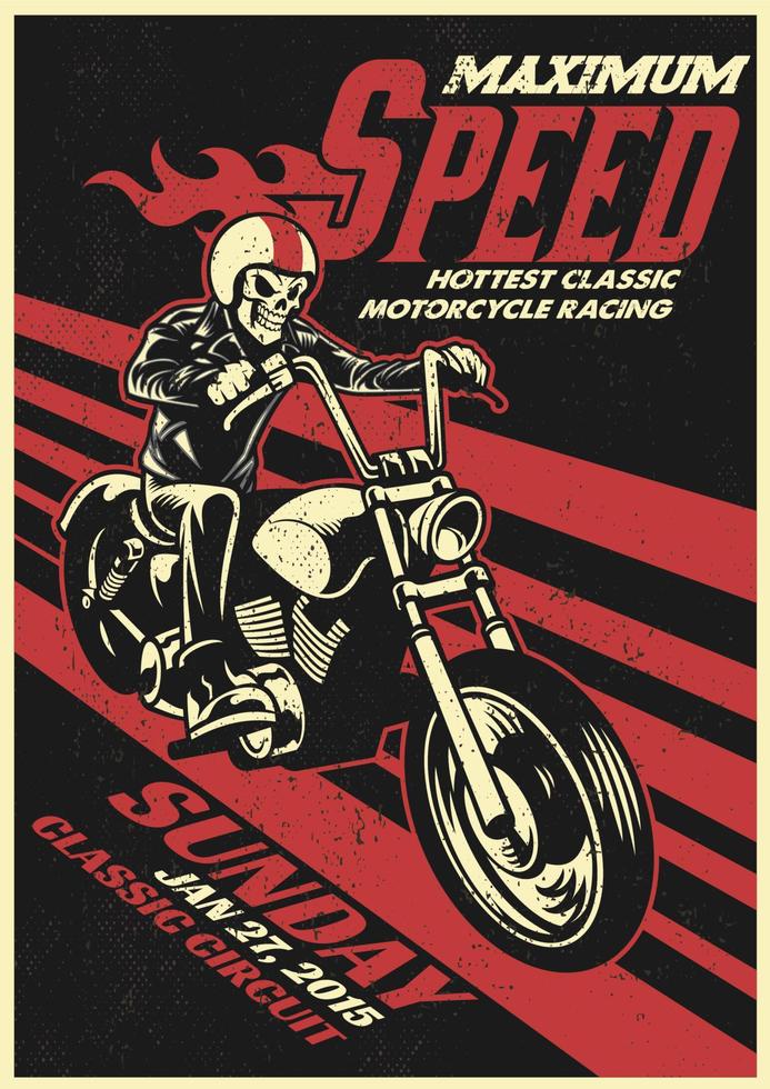 moto carreras evento póster en Clásico y sucio estilo vector