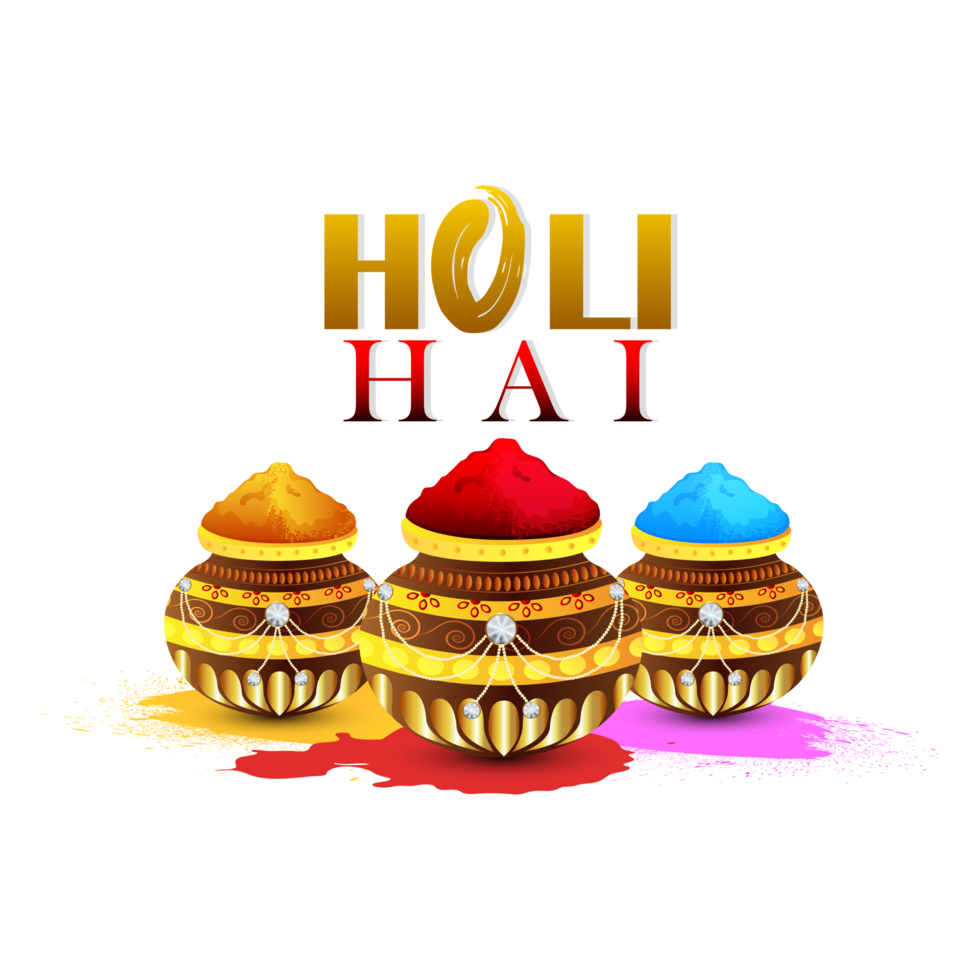 Happy holi festival of color with exploded colorful powder png