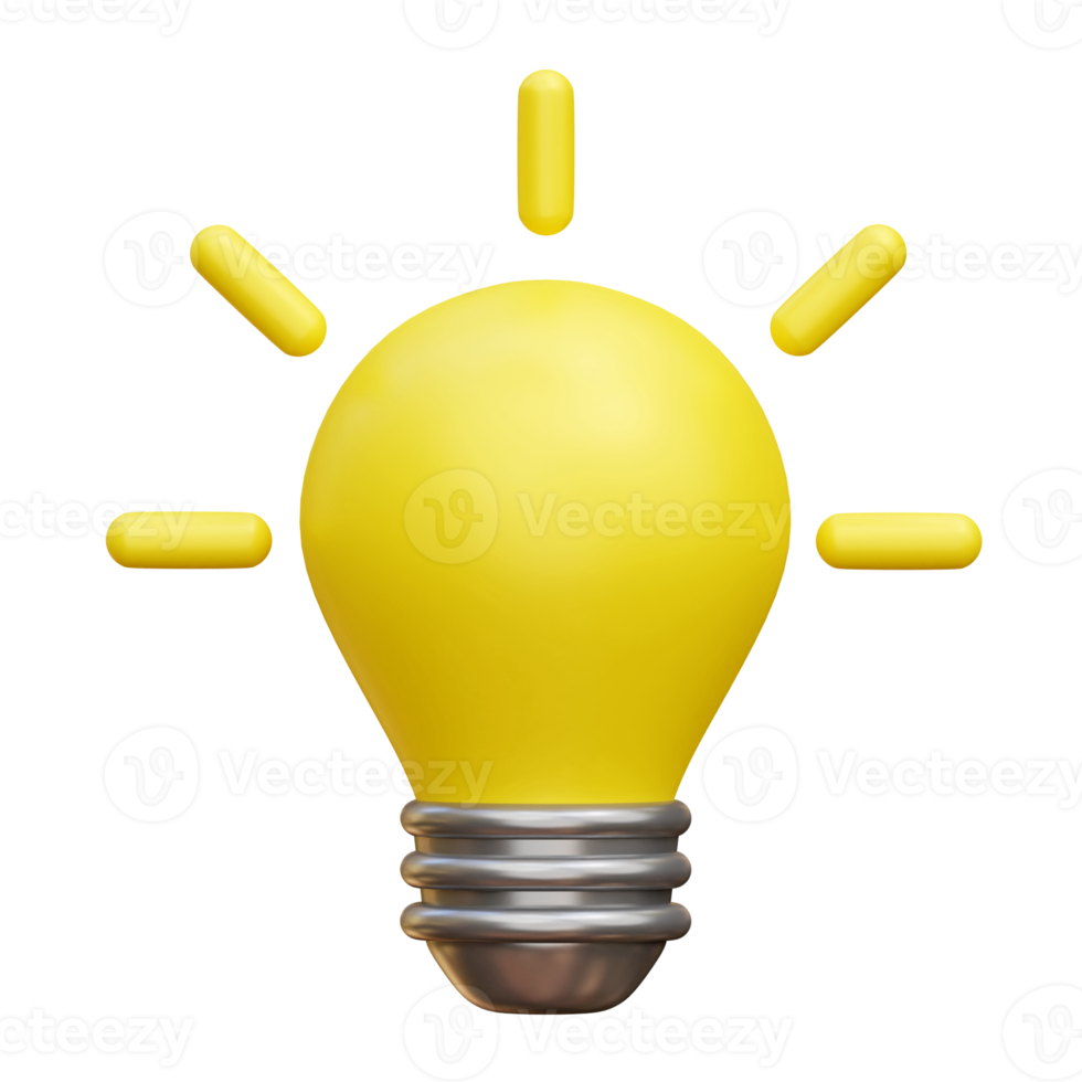 3d Yellow light bulb icon. Idea, solution, business, strategy concept. png
