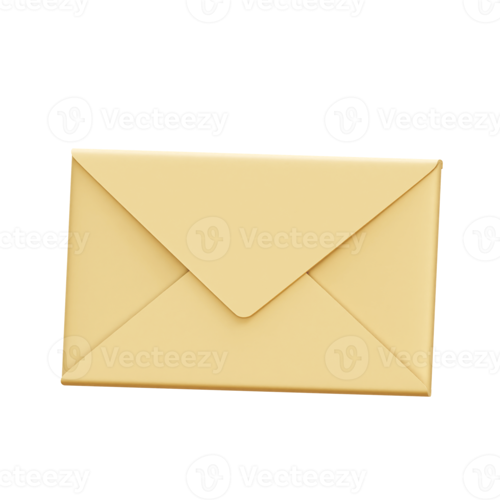 3d Cream mail envelope. Message, email, inbox and letter. png