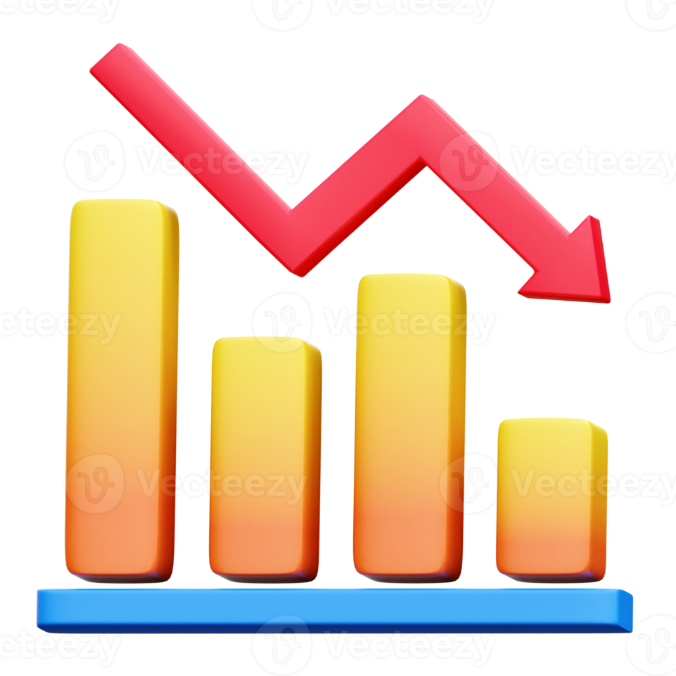 3d perda gráficos e diagrama ícones. gráficos e gráficos. torta, linha, castiçal gráfico. png