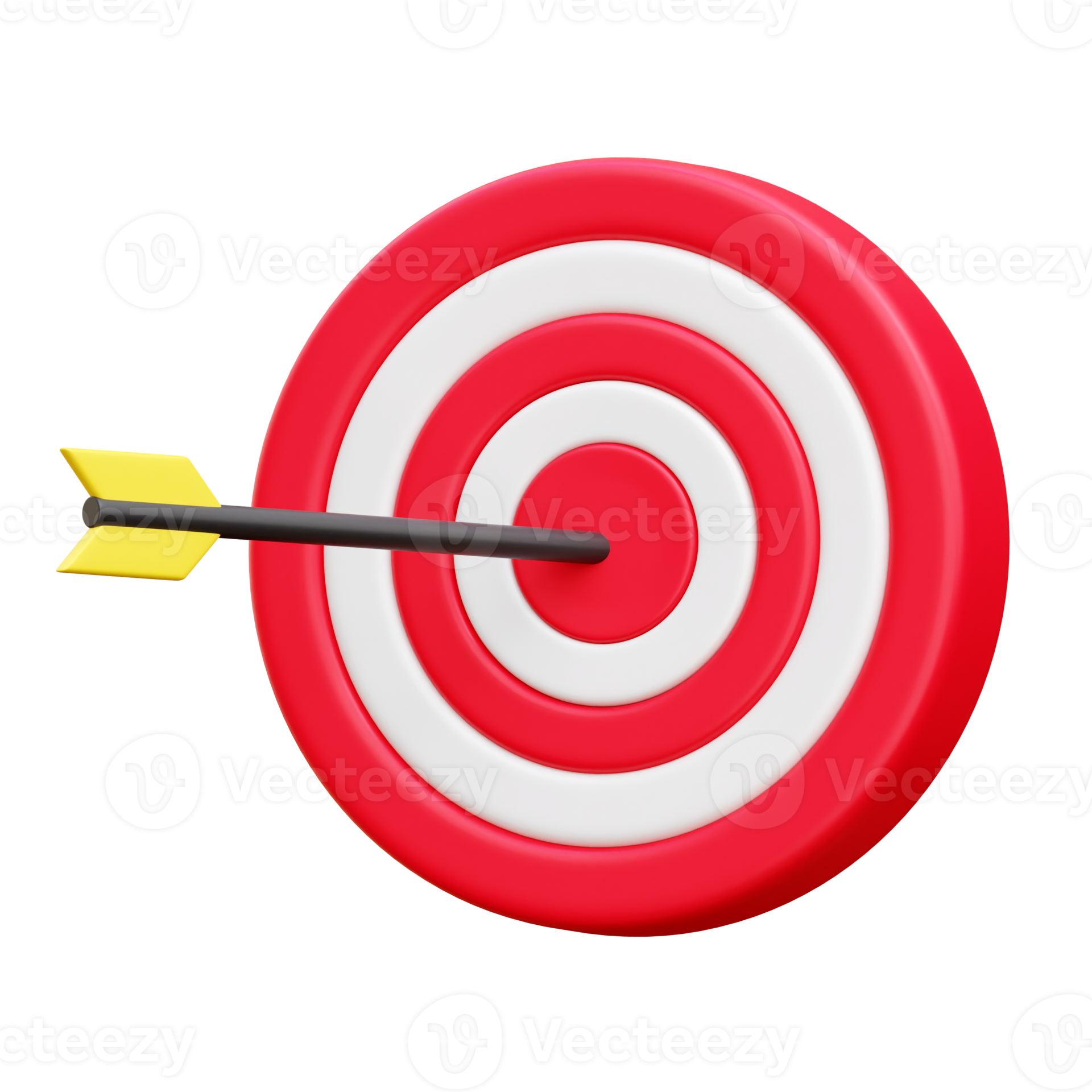 3d Business goal. Dart arrow hit the center of the target. Business