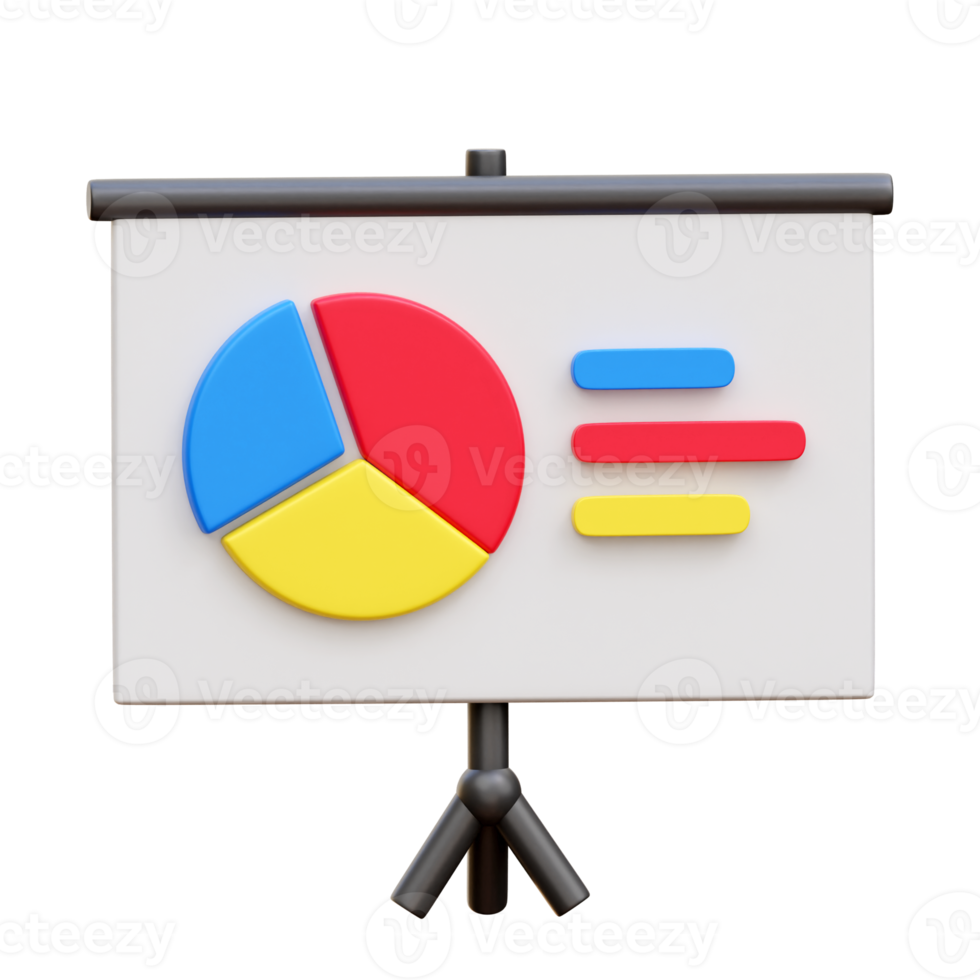 3d planche pour présentation et projecteur. tarte graphiques et diagrammes. png