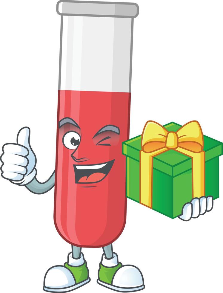 Red test tube Cartoon character vector