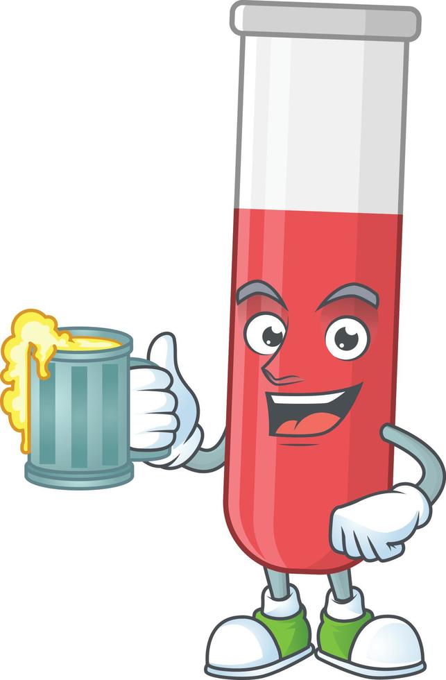 Red test tube Cartoon character vector