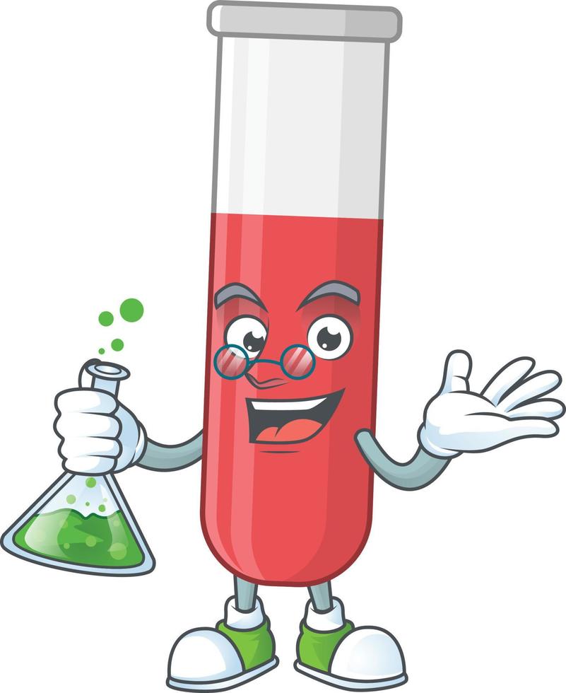 Red test tube Cartoon character 21114060 Vector Art at Vecteezy