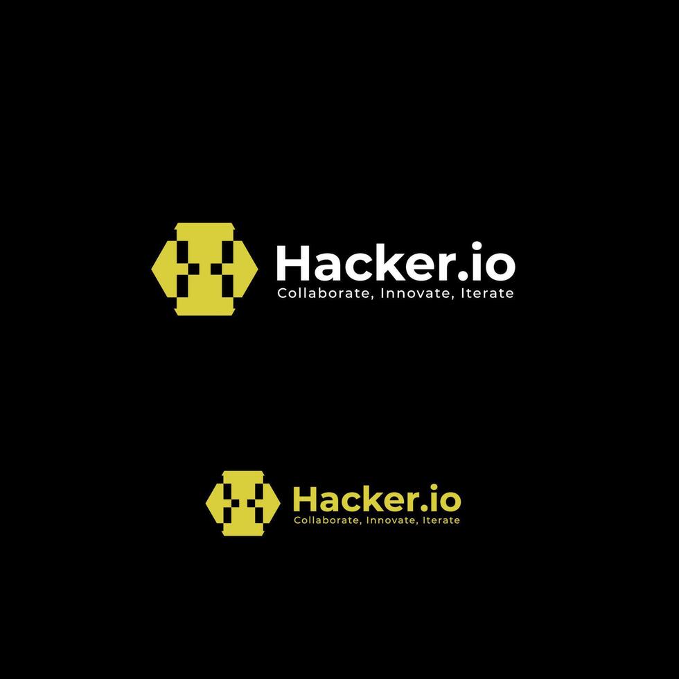 hacker logo with pixel style, pixel logo modern tech vector