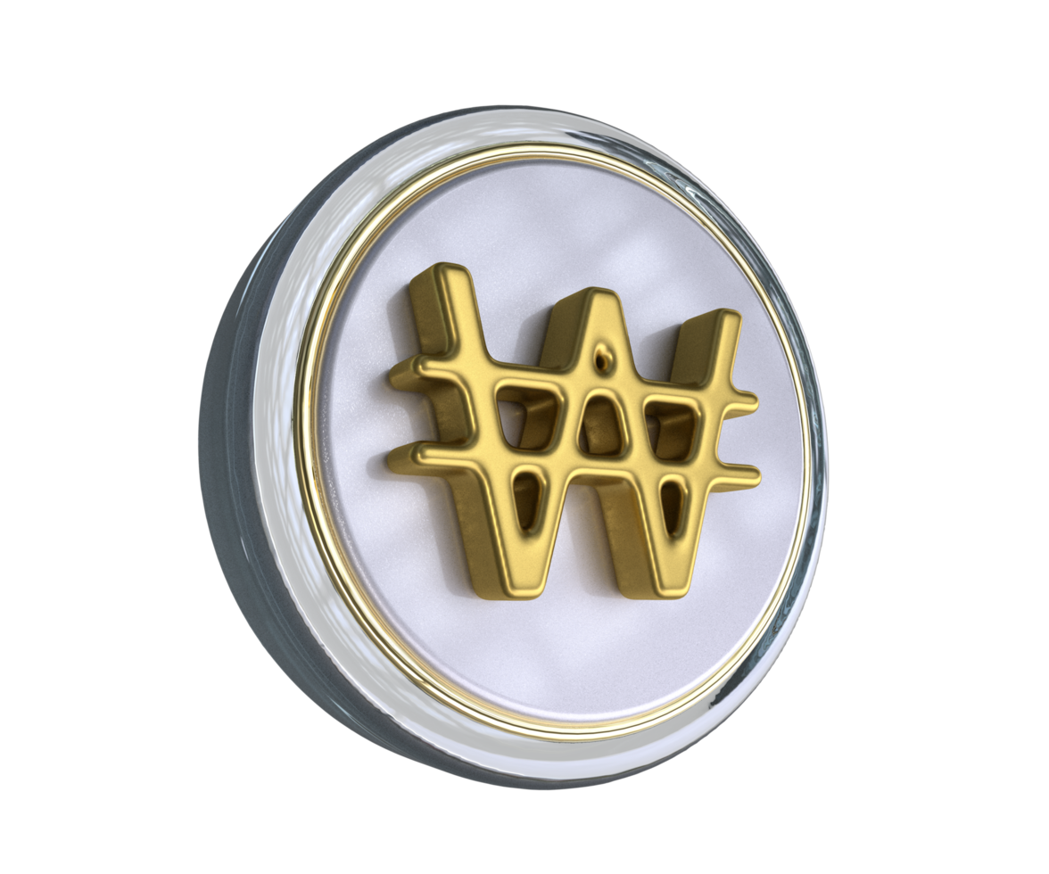 Realistic Won icon 3D Rendering png