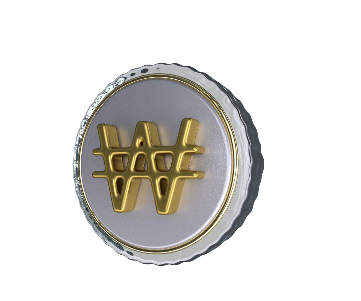 Realistic Won icon 3D Rendering png