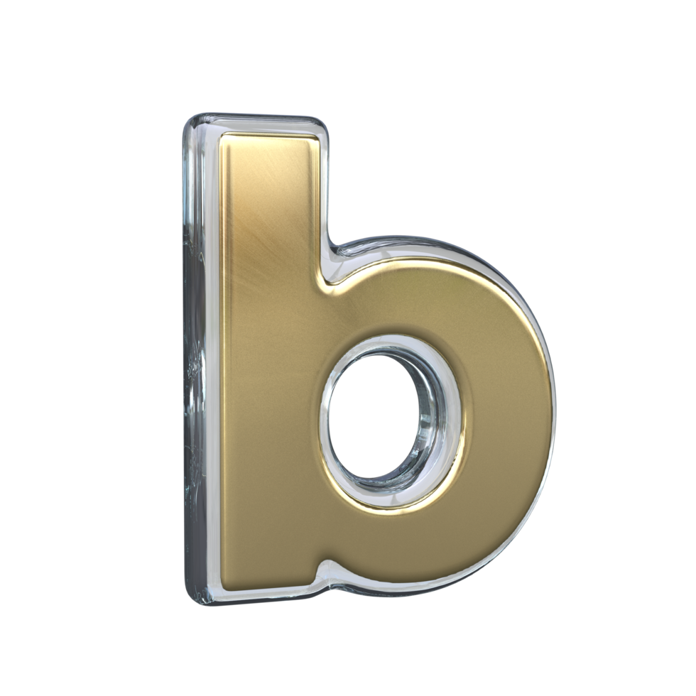 lettera B 3d interpretazione con oro e bicchiere materiale png