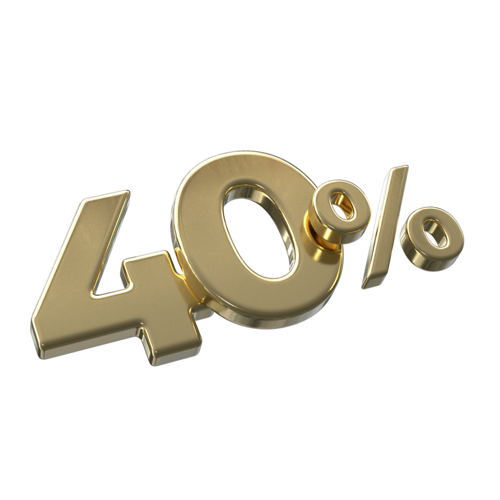 40 percent 3D rendering with Gold color png