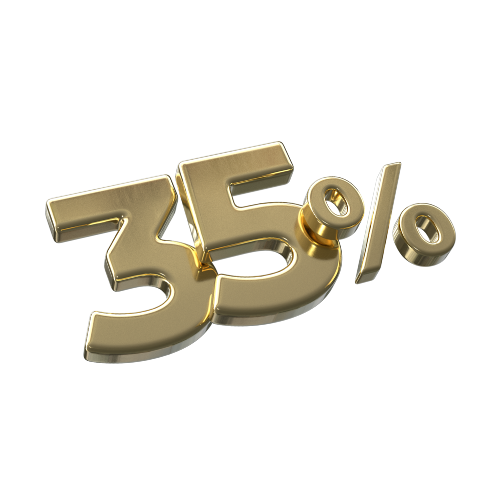 35 percent 3D rendering with Gold color png