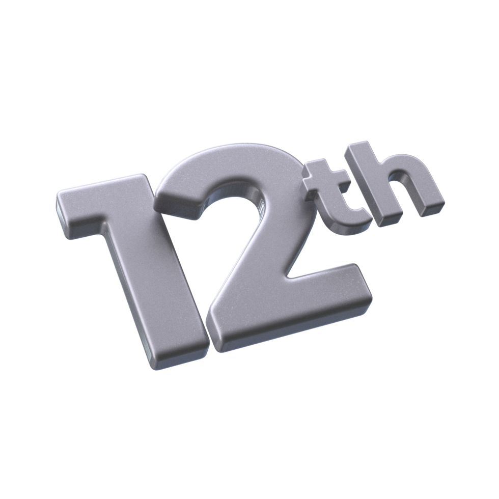 numero 12 ° 3d interpretazione con argento colore png