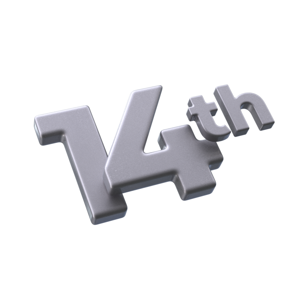 Number 14th 3D Rendering With Silver Color 21114667 PNG Number 14th 3D Rendering With Silver Color 21114667 PNG