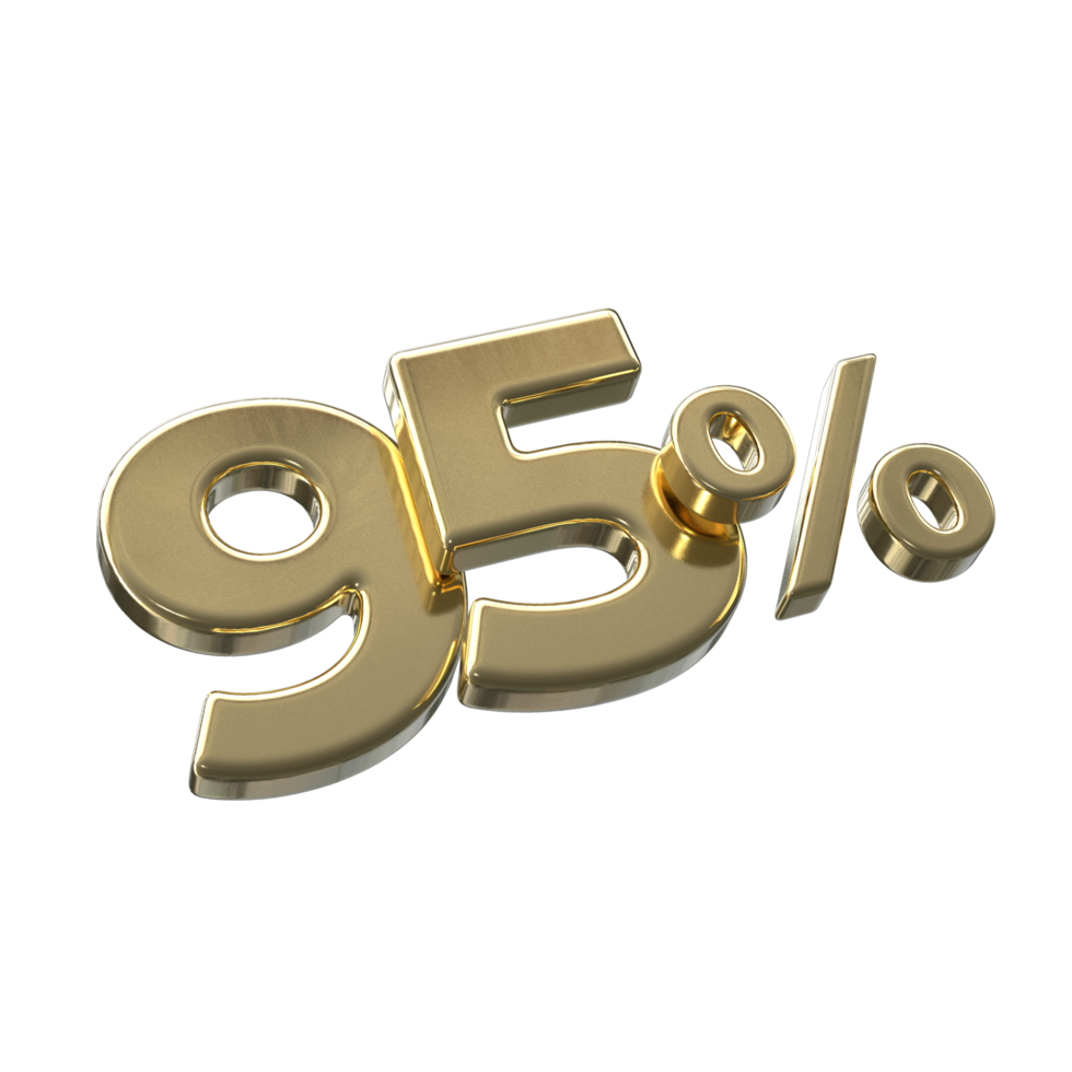 95 percent 3D rendering with Gold color png