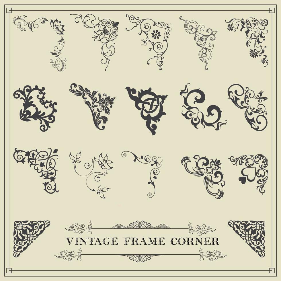 Vintage frame Corner icon set. Vector frame corner illustration sign collection. vintage symbol. border logo.