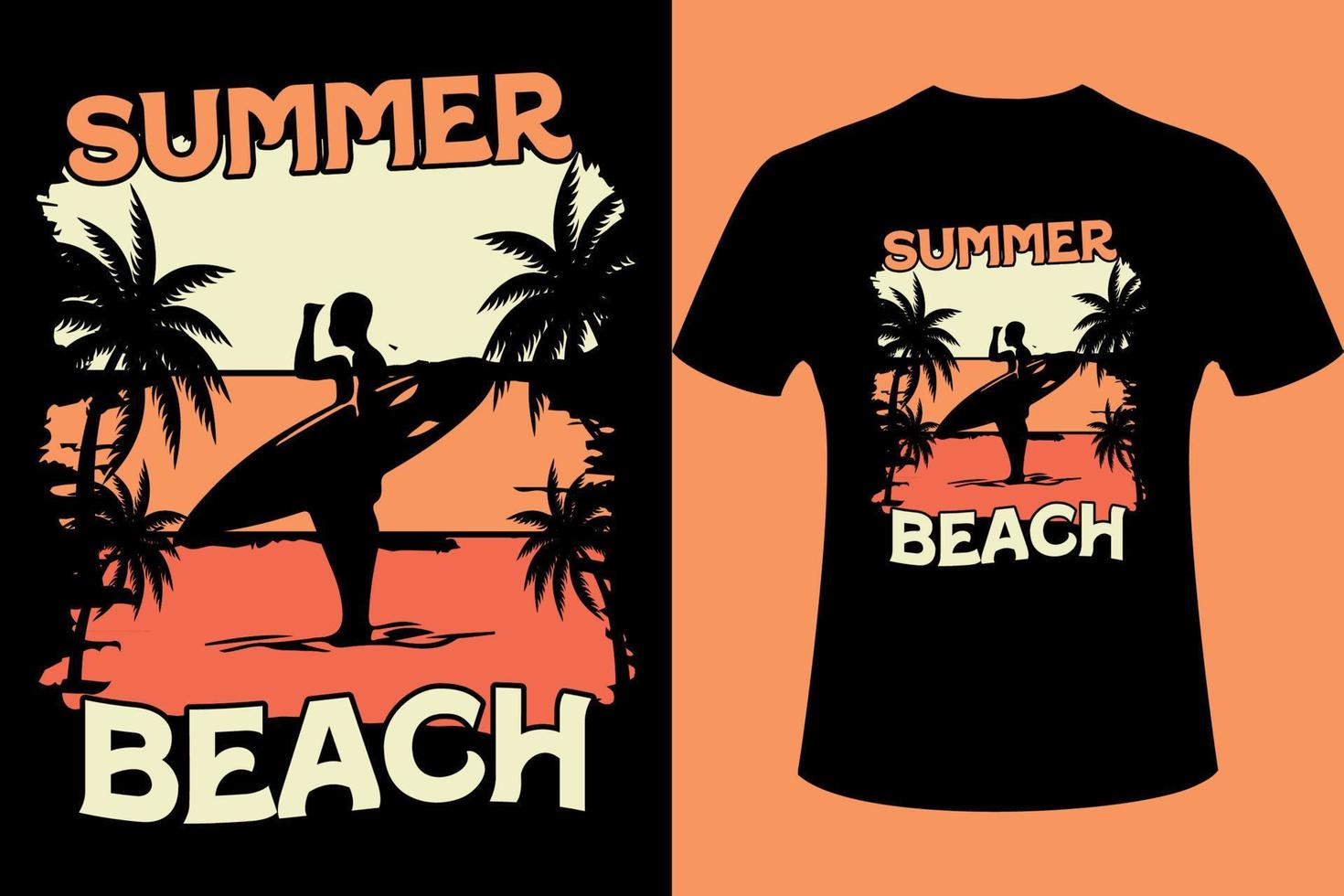 Summer beach side stylish t-shirt and apparel trendy design with palm trees silhouettes, typography, print, vector illustration. Global swatches.