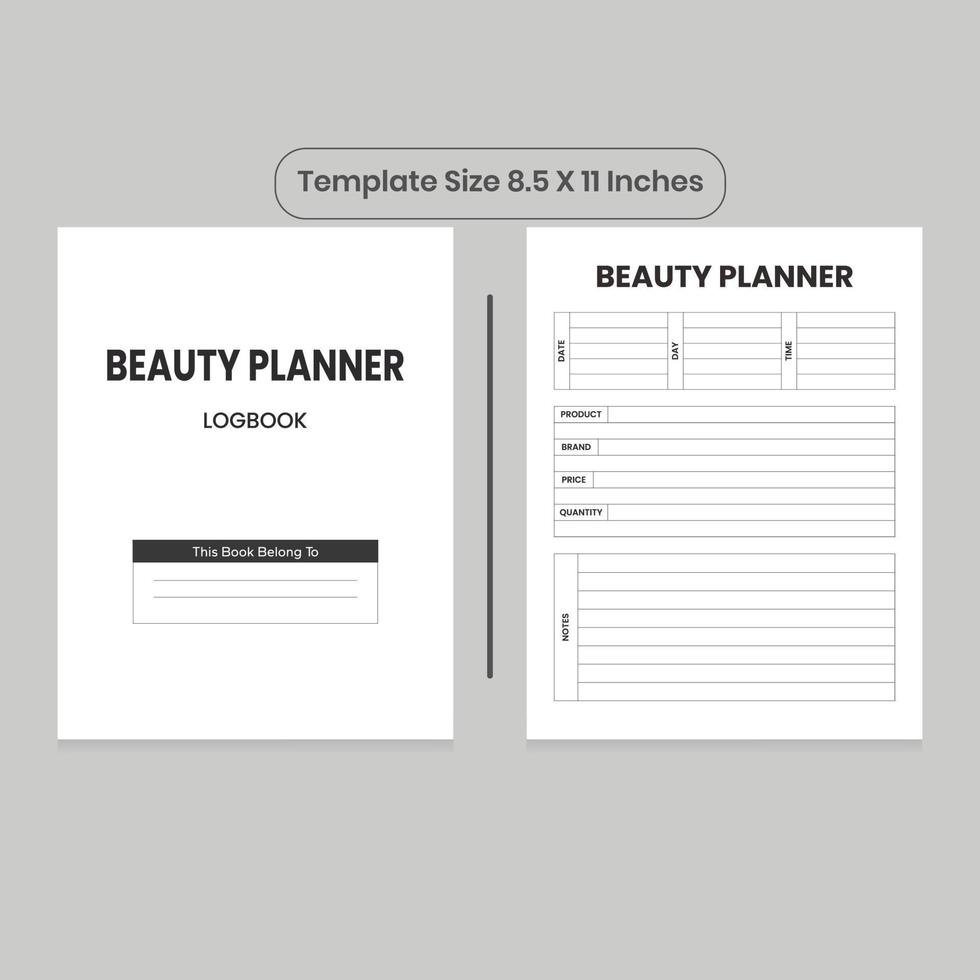 beauty planner and KDP interior vector