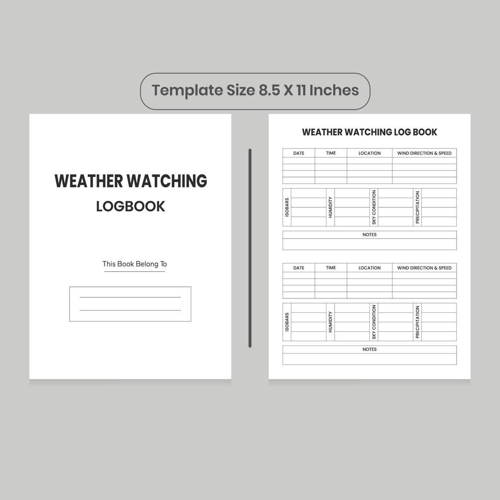 WEATHER WATCHING LOG BOOK AND KDP INTERIOR vector