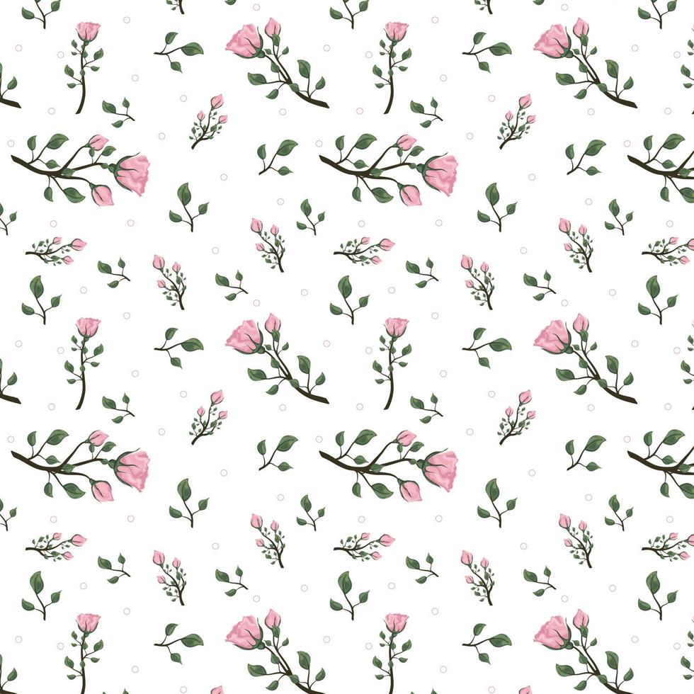 Seamless pattern with pink roses on a transparent background. vector