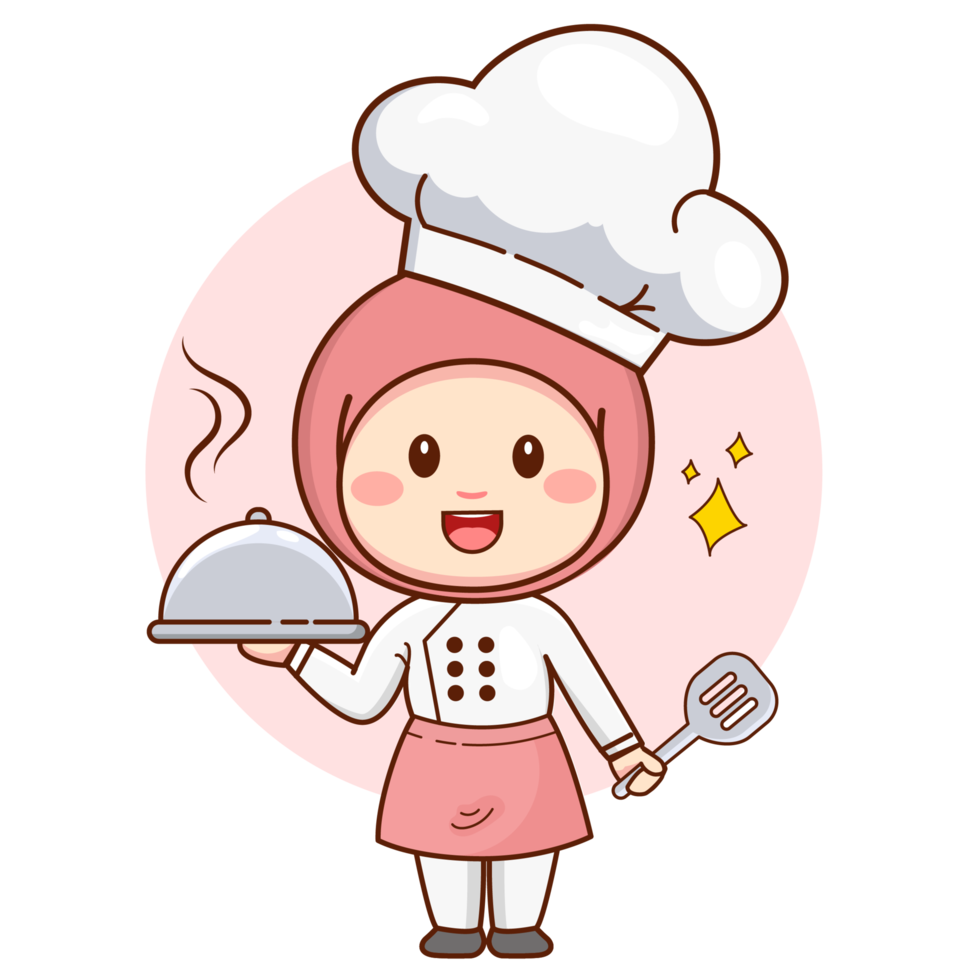 Cute Woman Chef Wearing Hijab png