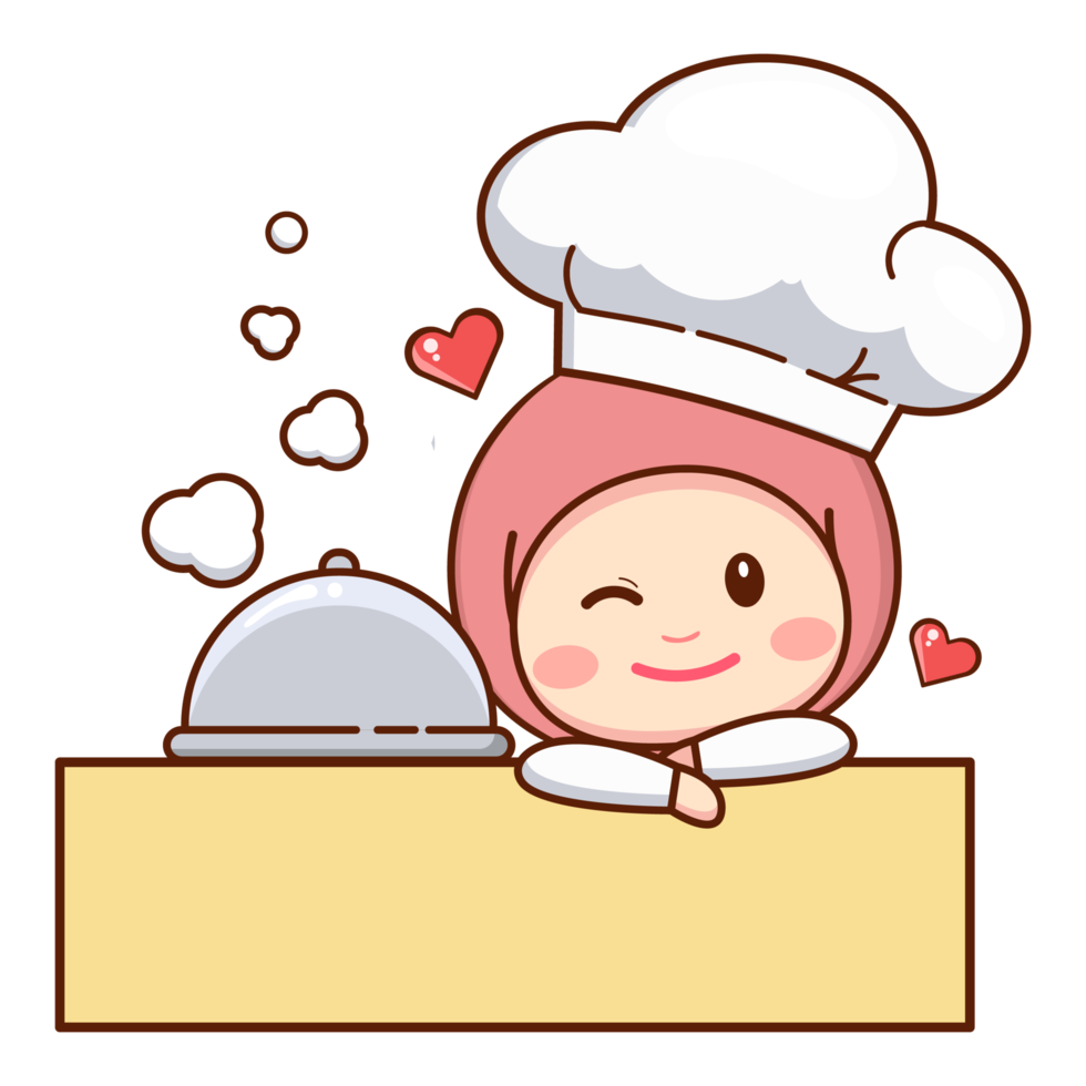 Cute Cartoon Chef with Food png