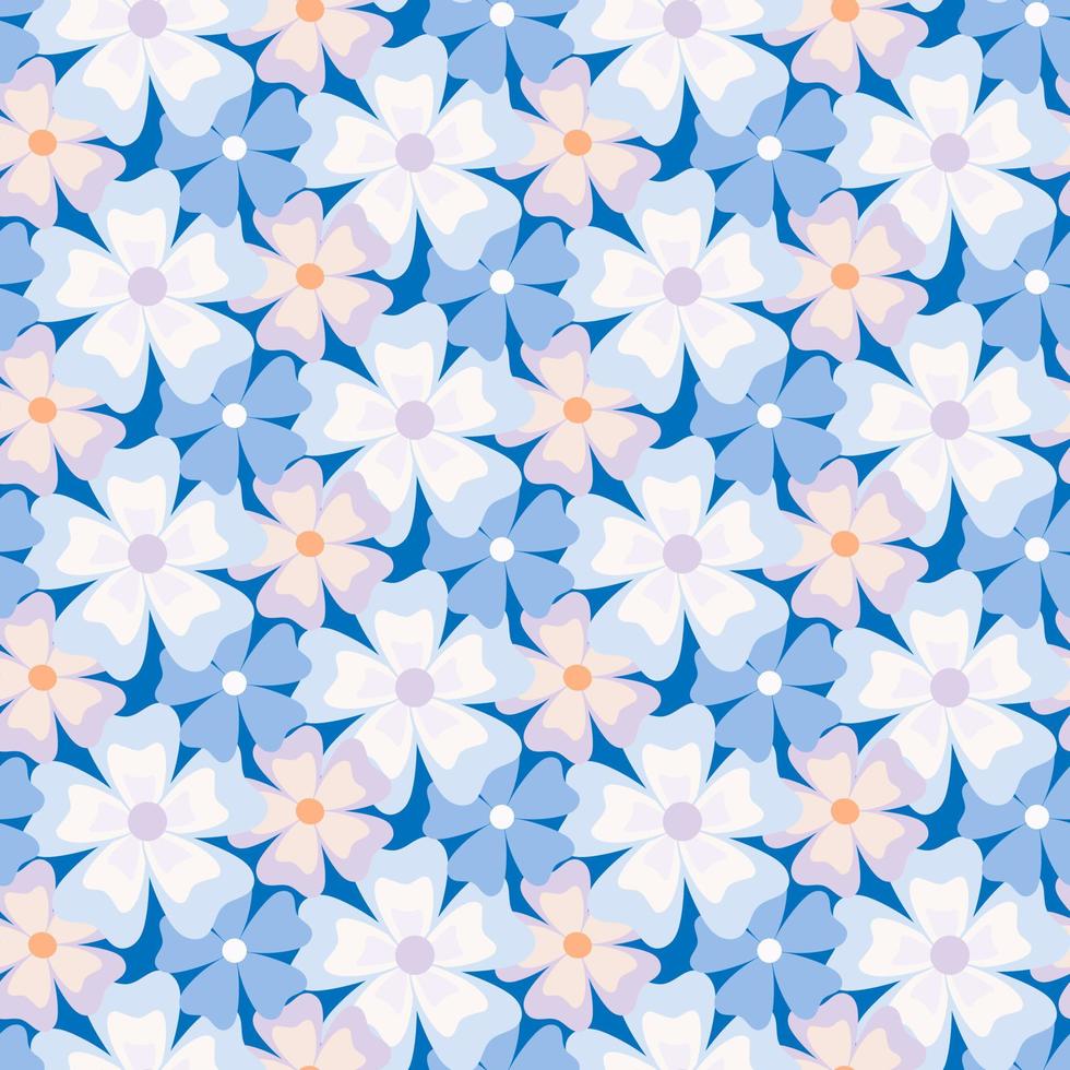 Seamless pattern of hand drawn retro style forget me not flowers. Design for mothers day, springtime and summertime celebration, scrapbooking, wedding invitation, textile, home decor. vector
