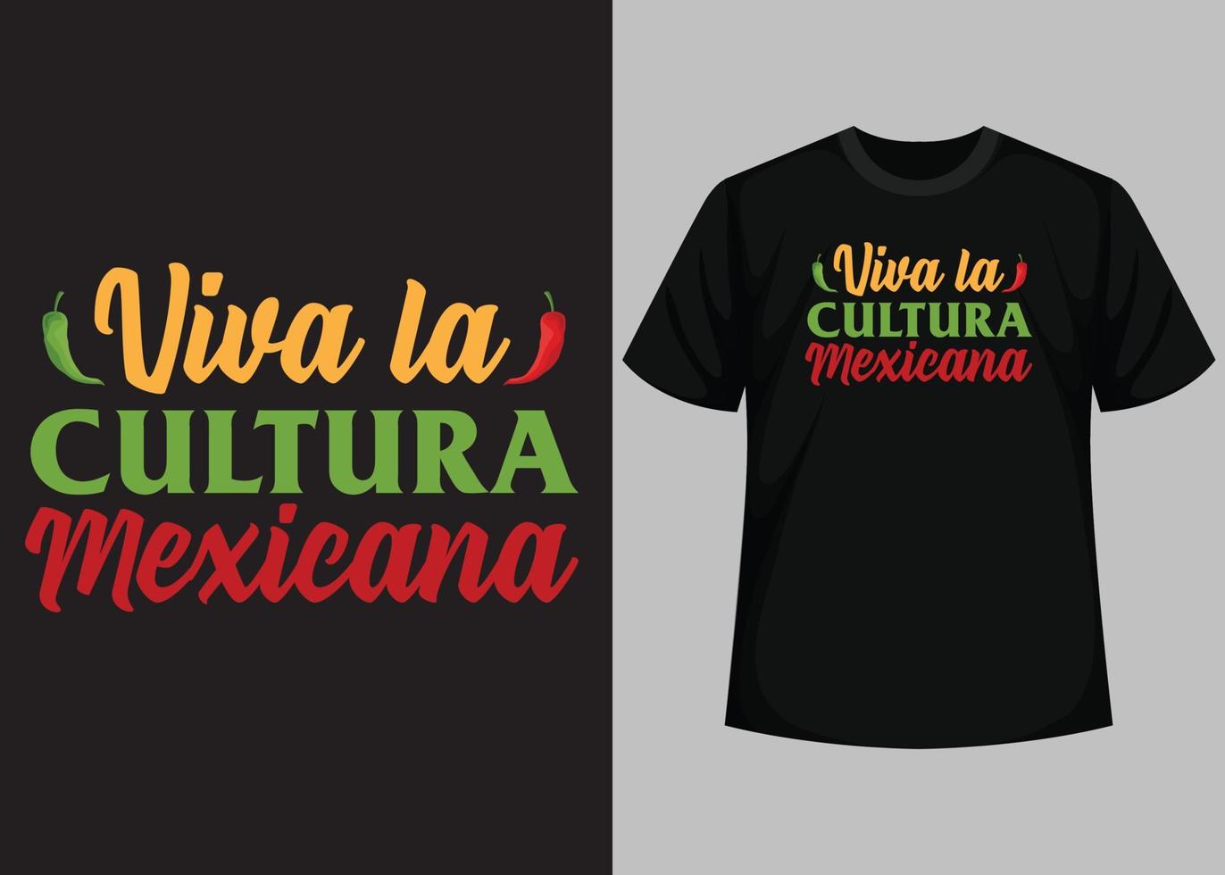 Viva la cultura mexicana tipografía t camisa diseño vector