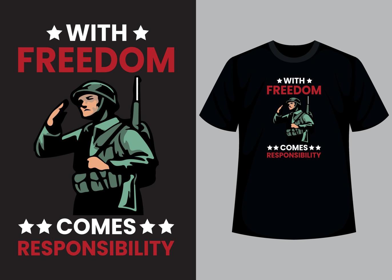 With freedom comes responsibility typography t shirt design vector