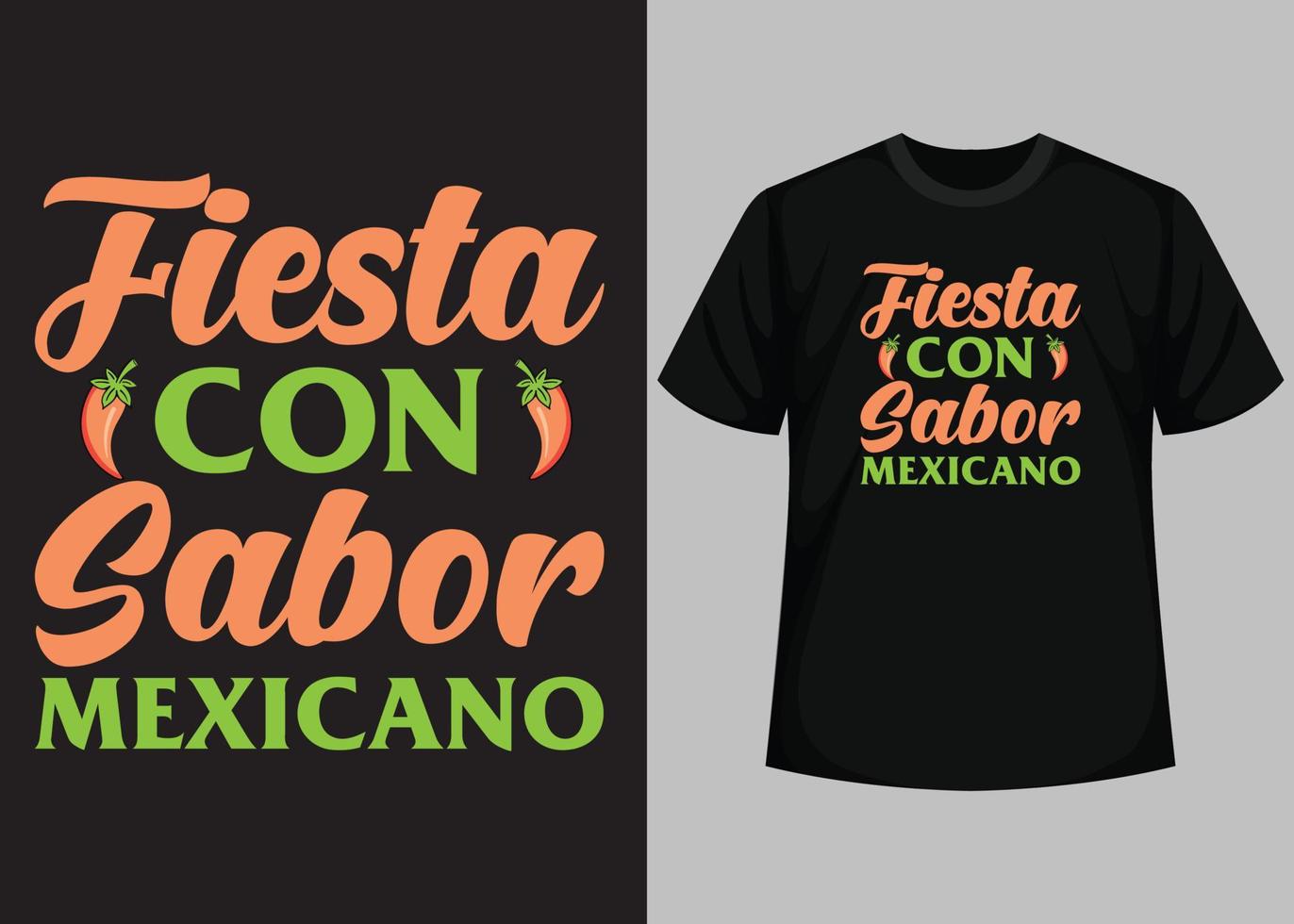 fiesta estafa sabor mexicano tipografía t camisa diseño vector