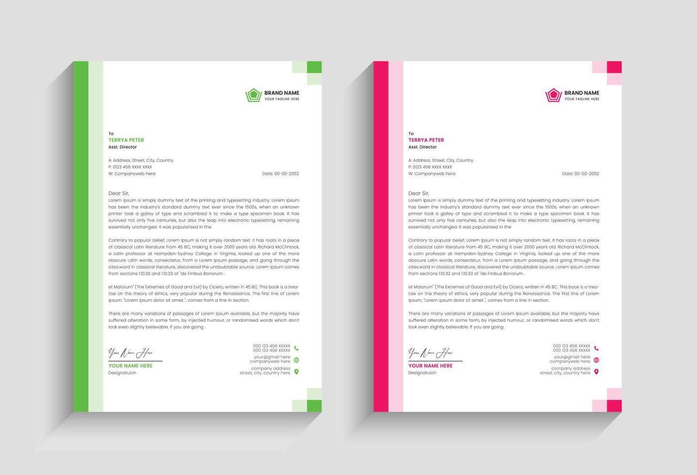 Creative clean minimal business style letterhead of your corporate project design set to print with vector illustration template