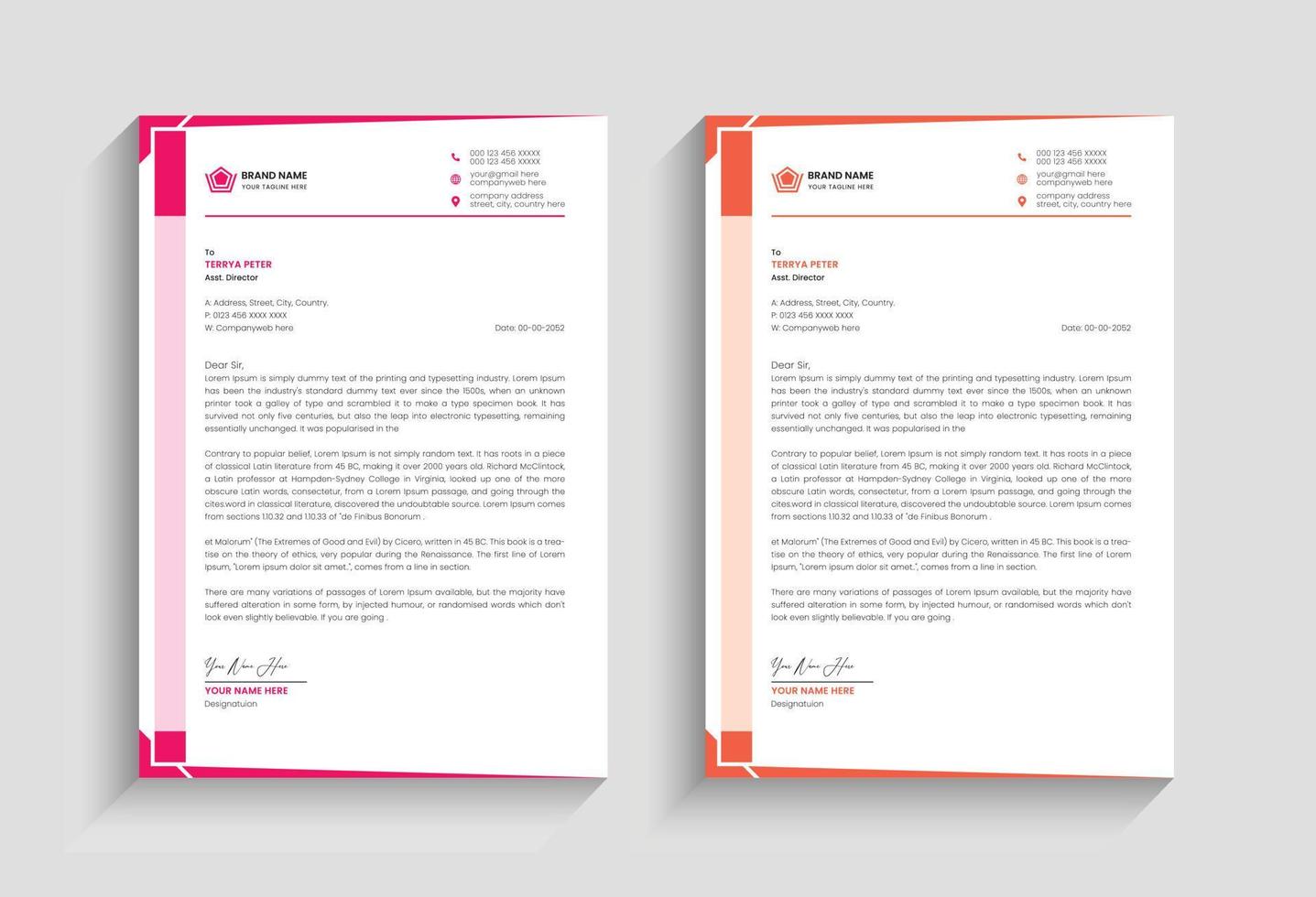 Creative clean minimal business style letterhead of your corporate project design set to print with vector illustration template