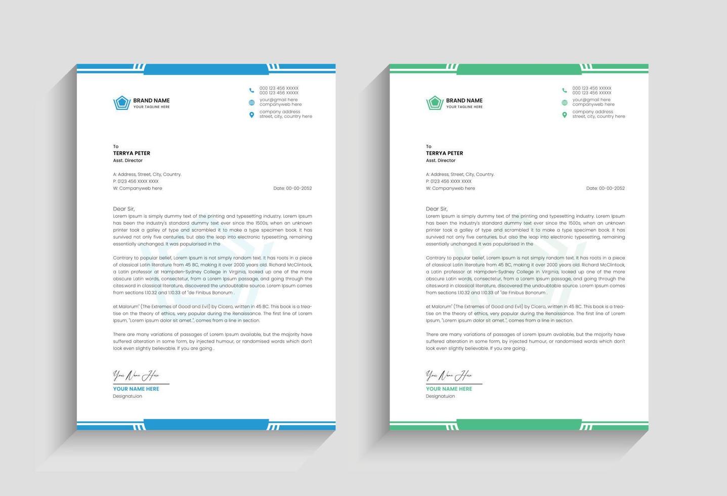 minimal business letterhead design vector